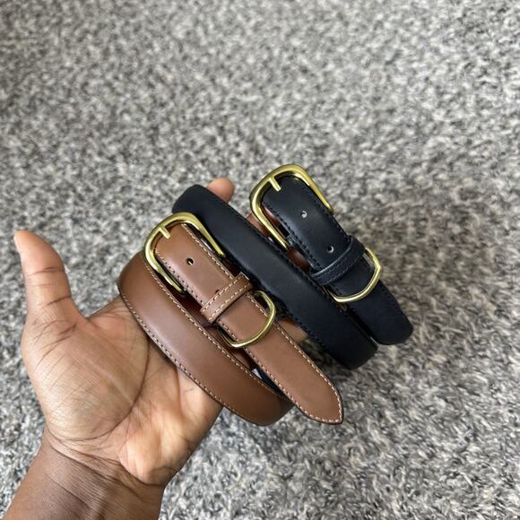 VTG Dockers Belt L 30-34 Top Grain Cowhide Leather Women Black Brown Staple NEW - Picture 6 of 6